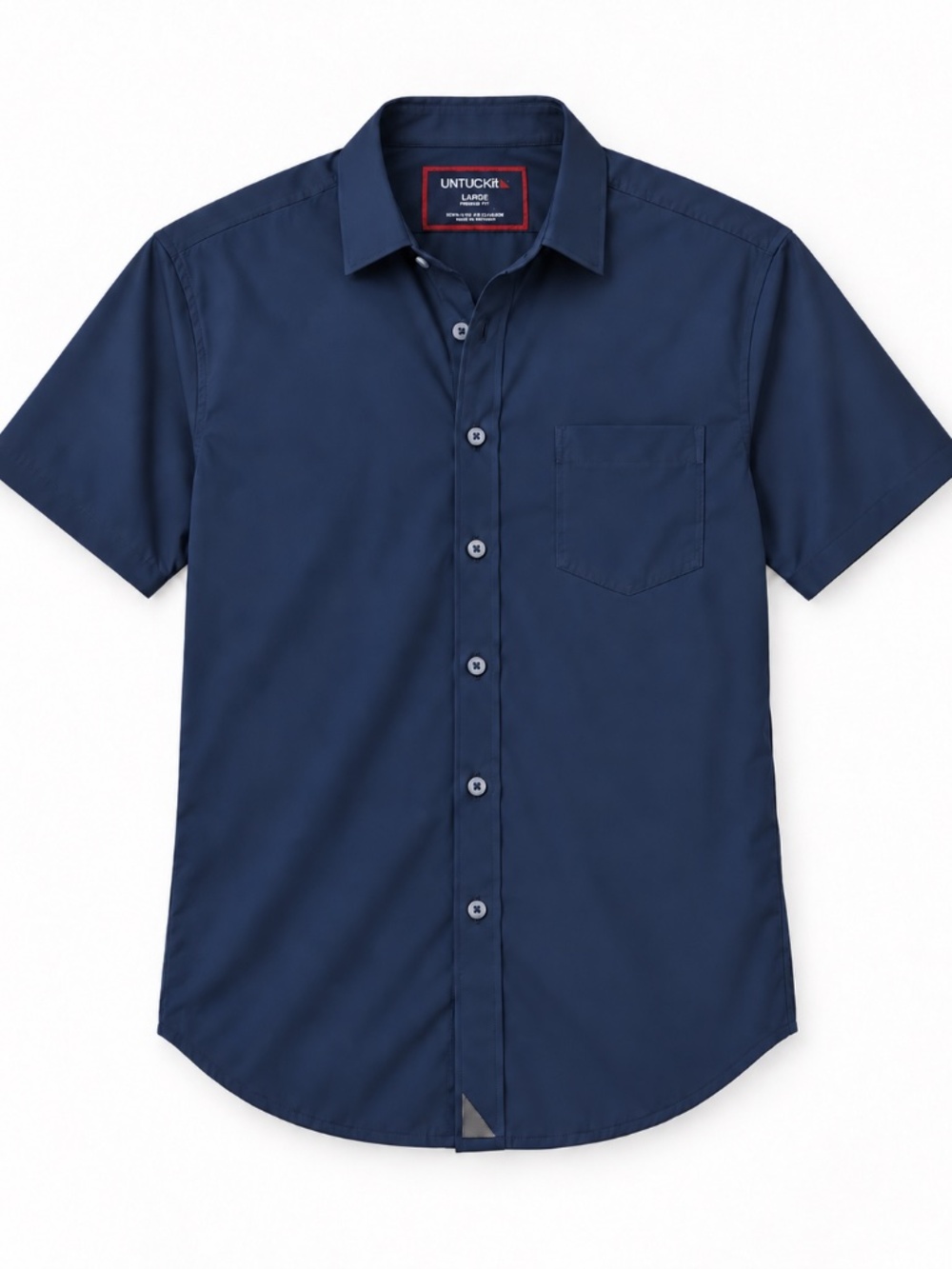 NWT UNTUCKit Gironde Short Sleeve Shirt Mens Large Regular Fit Navy Blue